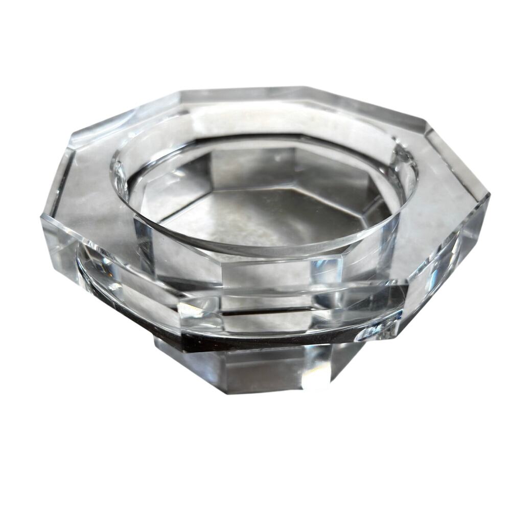 Rosenthal crystal candle holder clear geometric low brilliant votive stand